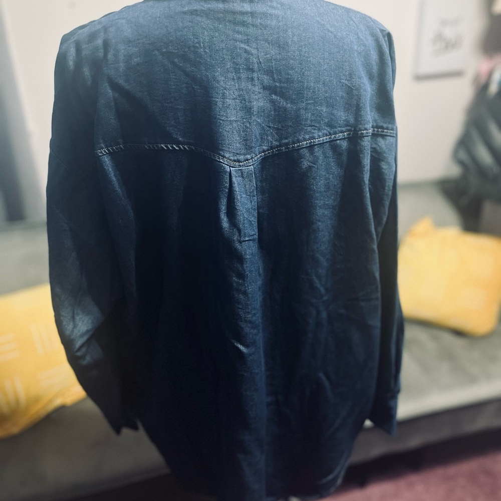 Studio Dark Blue Denim Button-Up Top - Picture 11 of 14